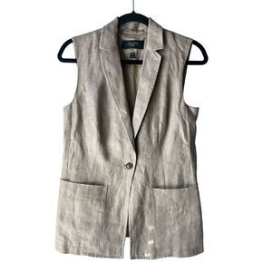 Max Mara Weekend 100% Linen Vest size 4 neutral, glam, vacation